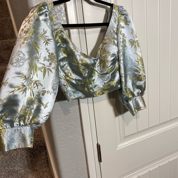 Sau Lee Jodie Blouse in Silver blue - Picture 7 of 12